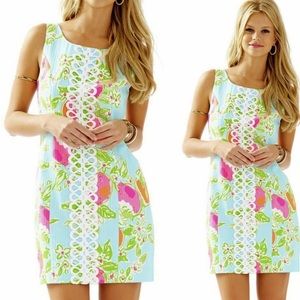 Lilly Pulitzer Blue and Pink Floral Midi Dress